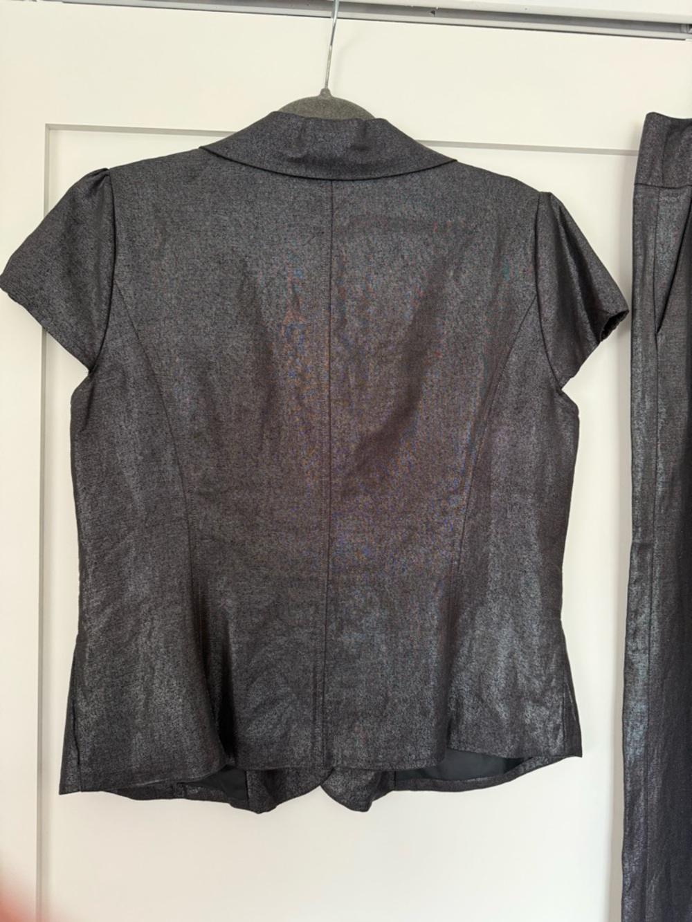 Metallic Charcoal Two-Piece Suit - Jacket & Wide Leg Pants size L/12 NWT - Picture 4 of 7